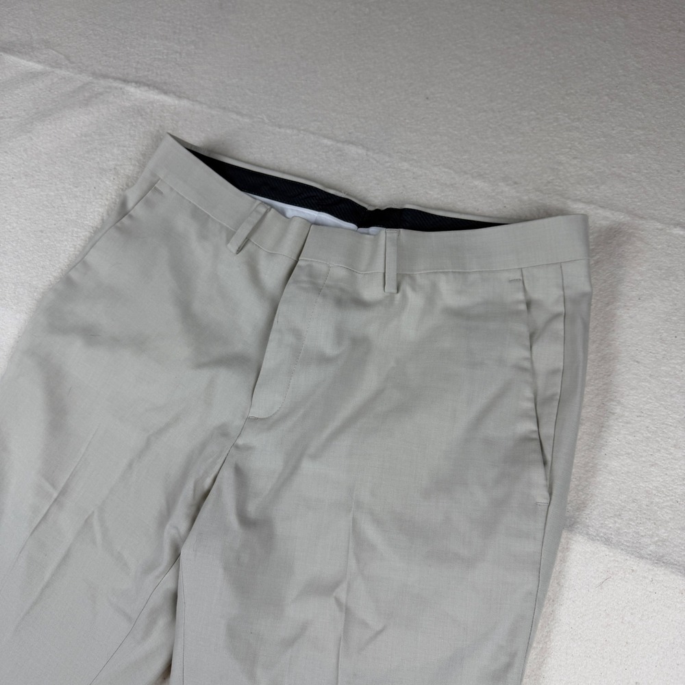 Kenneth Cole Reaction Mens Dress Pants 34x30 Light Gray Flat Front Stretch